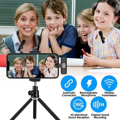 Belro 2-pack wireless microphones for iPhone and iPad, compact audio microphones for mobile recording and streaming.