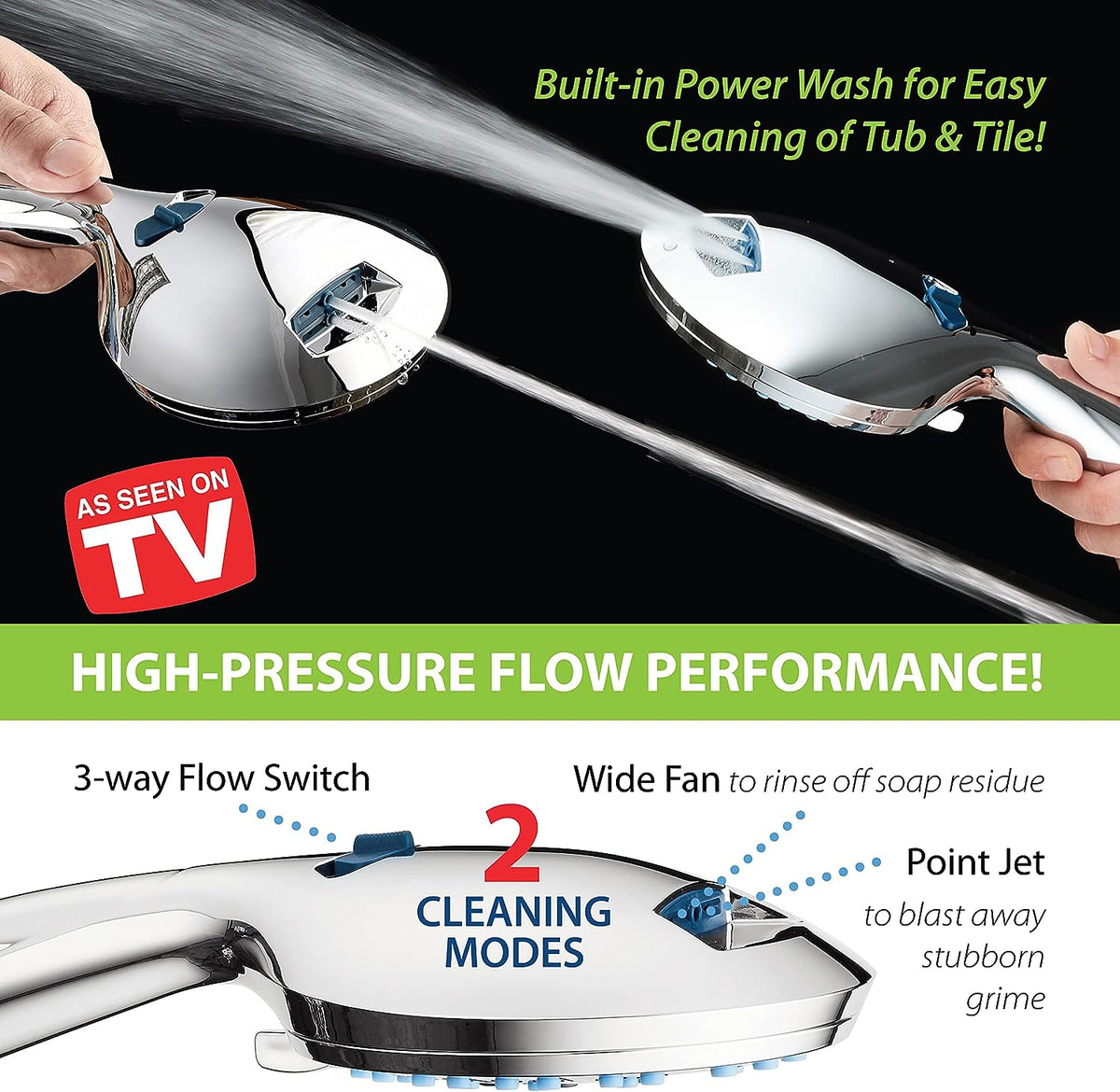 Belro adjustable handheld shower head with hose, featuring ergonomic design and chrome finish for versatile bathroom use.