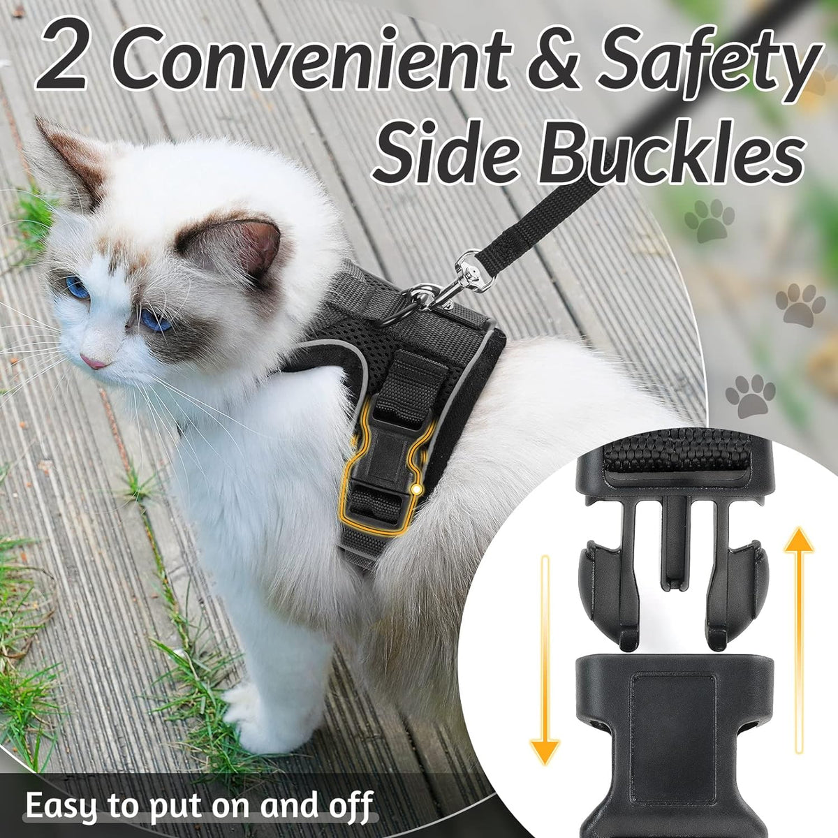 Belro escape-proof cat harness with adjustable straps and secure buckle, designed for safe outdoor walks with cats.