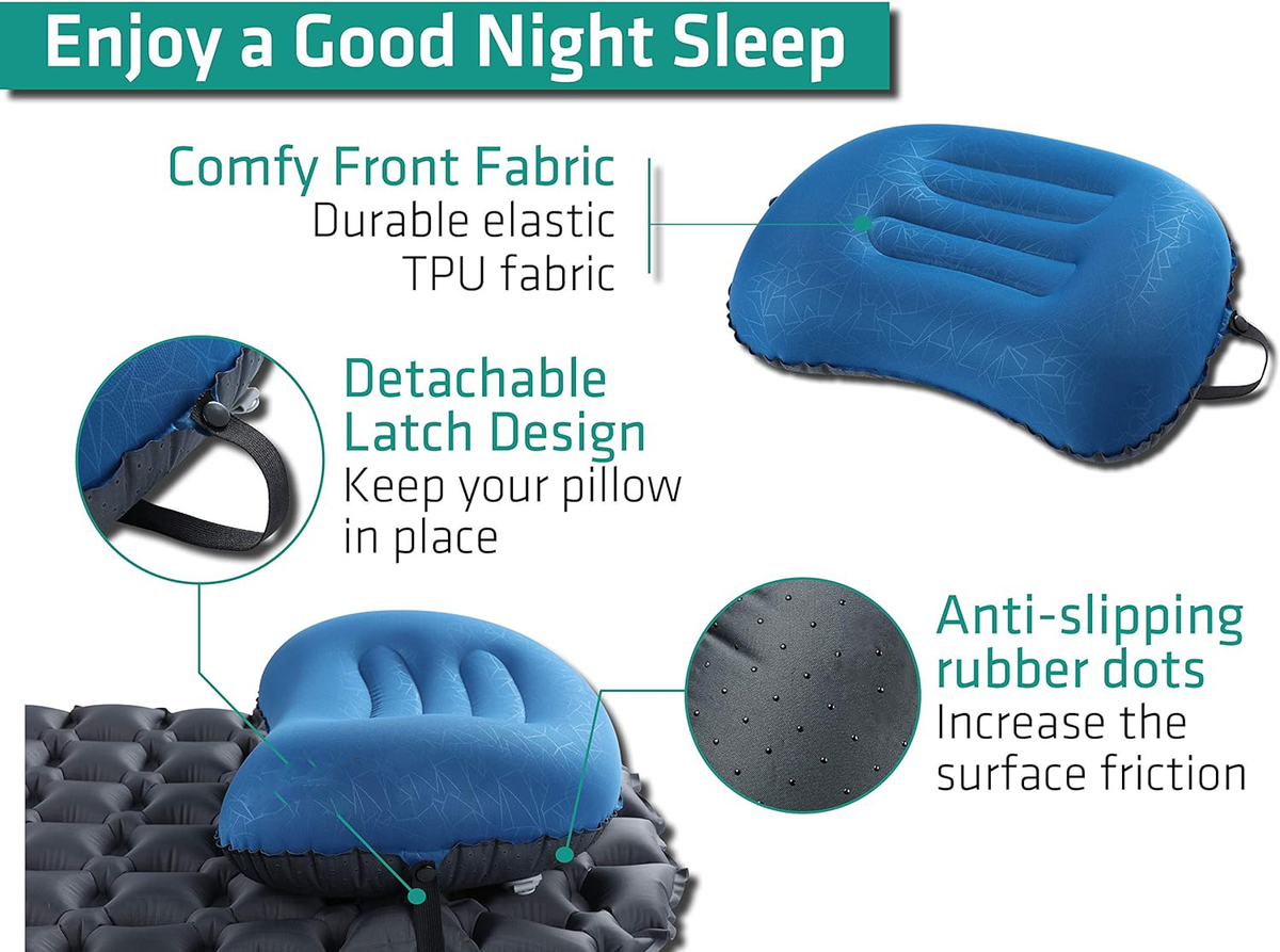 Belro backpacking and camping pillow designed for comfortable outdoor sleep, compact and lightweight for travel use.