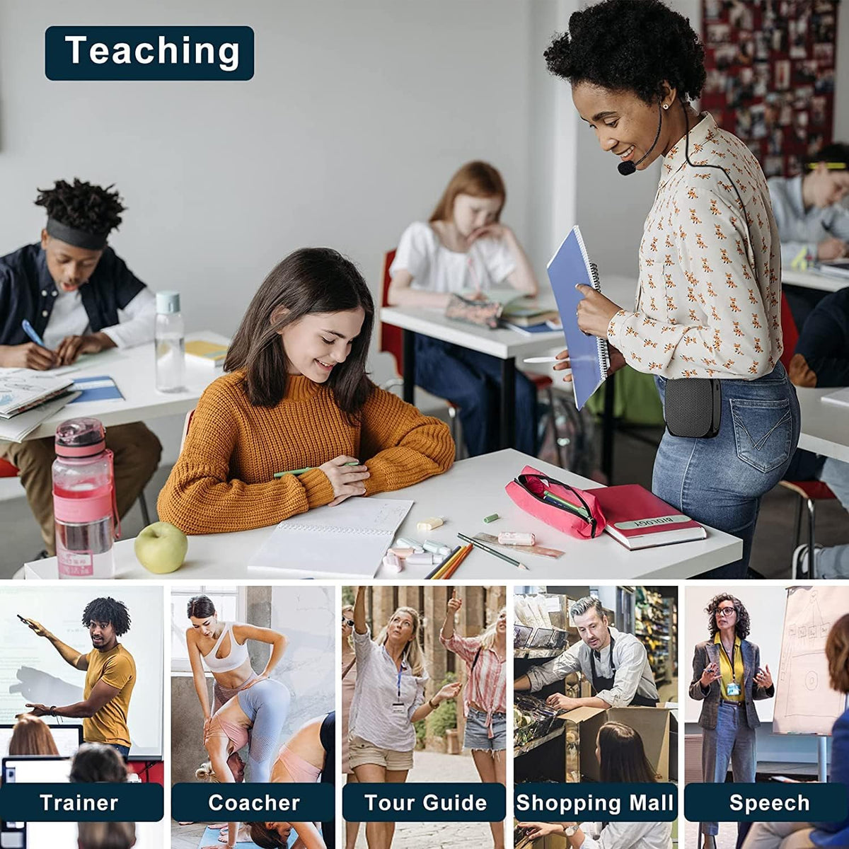 Belro personal voice amplifier for teachers and elderly, portable electronic audio device with microphone and speaker for clear sound.
