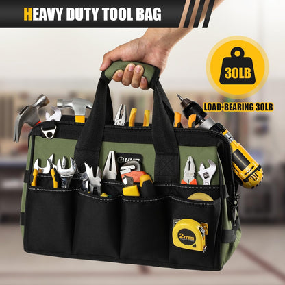Belro heavy-duty open tools tote bag with sturdy handles, designed for durable storage of tools and equipment.