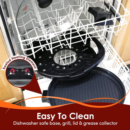Belro smokeless electric tabletop grill with nonstick surface for indoor cooking and grilling.