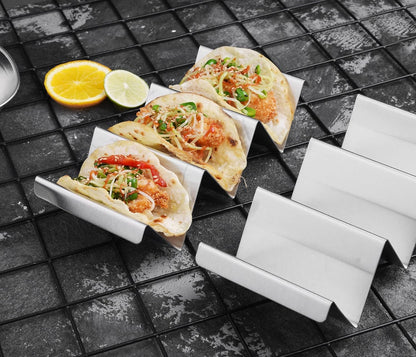 Belro taco holder for kitchen and dining, sturdy metal stand with multiple slots for serving tacos securely.