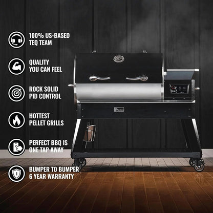 Casavibeo Recteq Backyard Beast pellet grill with stainless steel lid and control panel for outdoor barbecuing and grilling.