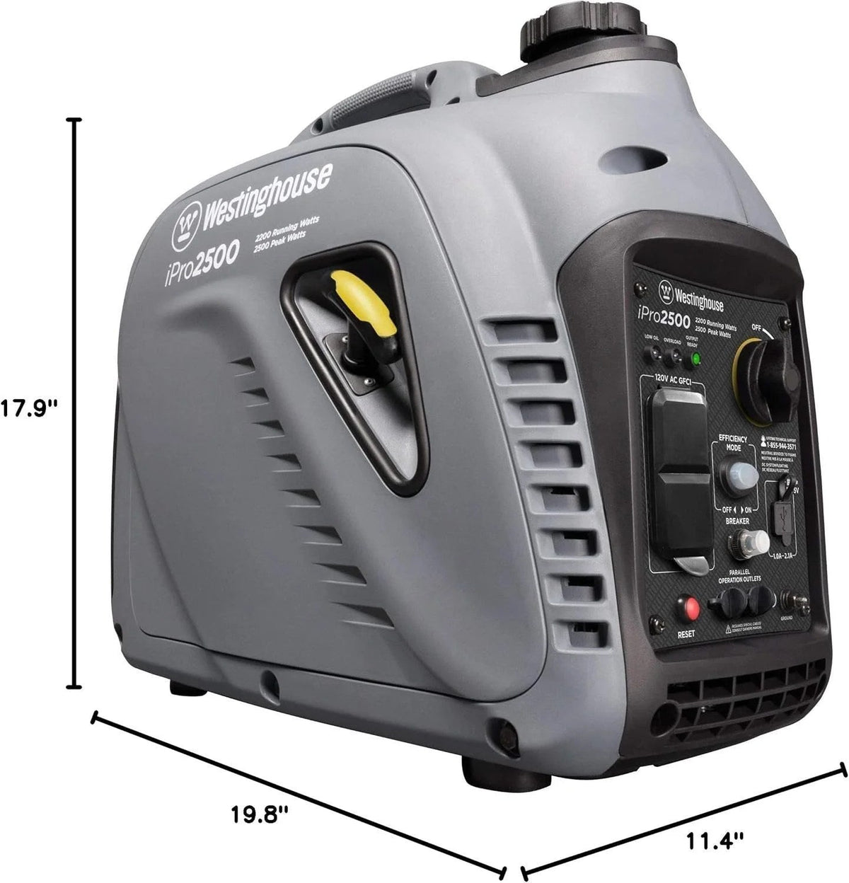 Casavibeo Westinghouse iPro2500 portable inverter generator with compact design and multiple power outlets on a neutral background.
