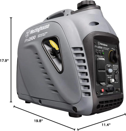 Casavibeo Westinghouse iPro2500 portable inverter generator with compact design and multiple power outlets on a neutral background.