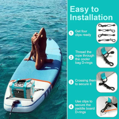 Belro paddleboard cooler deck bag for adventure, featuring waterproof material and multiple storage compartments.