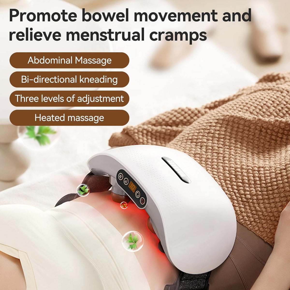 Belro abdominal massager with electronic control panel and adjustable straps for targeted abdominal muscle relief.