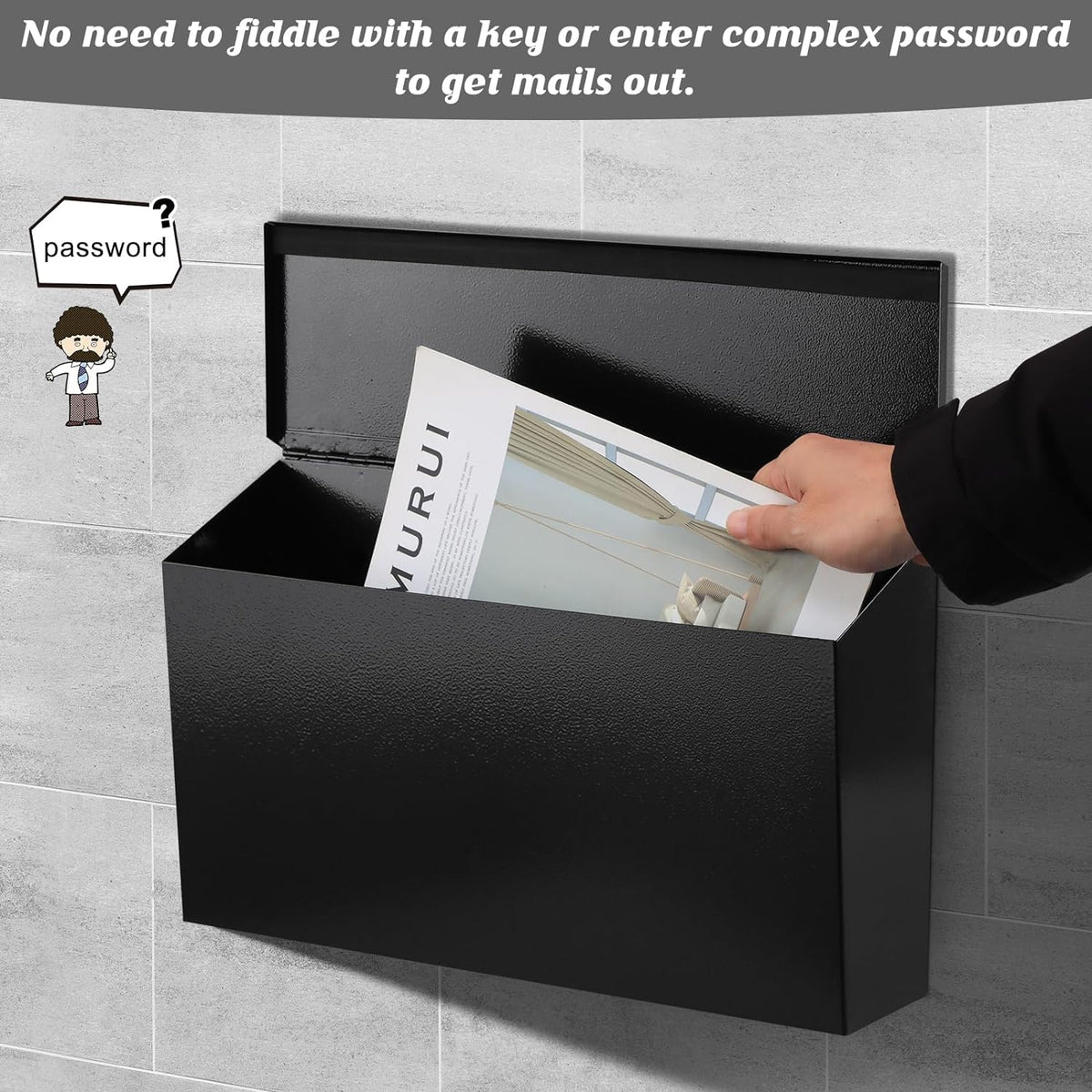 Large capacity Belro wall-mount mailbox with secure lock and sleek design for home and garden decor.