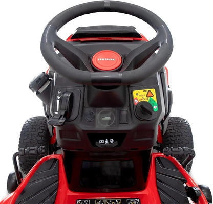 Casavibeo Craftsman T2200K 42-inch 20 HP hydrostatic riding mower with 725cc engine, shown in a backyard setting