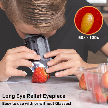Belro handheld pocket microscope with adjustable focus and compact design, ideal for portable microscopy and detailed viewing.