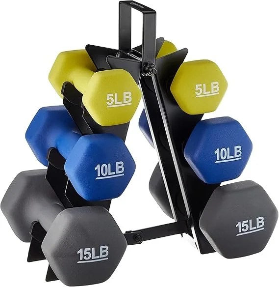 Casavibeo Amazon Basics neoprene dumbbell hand weights for exercise and muscle toning, shown in black with textured grip