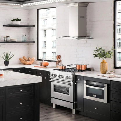 Casavibeo ZLINE 30-inch dual fuel range with stainless steel finish, featuring multiple burners and oven controls.