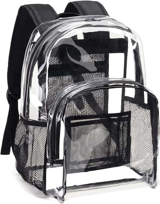 Heavy-duty clear backpack by Belro, featuring sturdy straps and transparent design for versatile use and easy visibility.