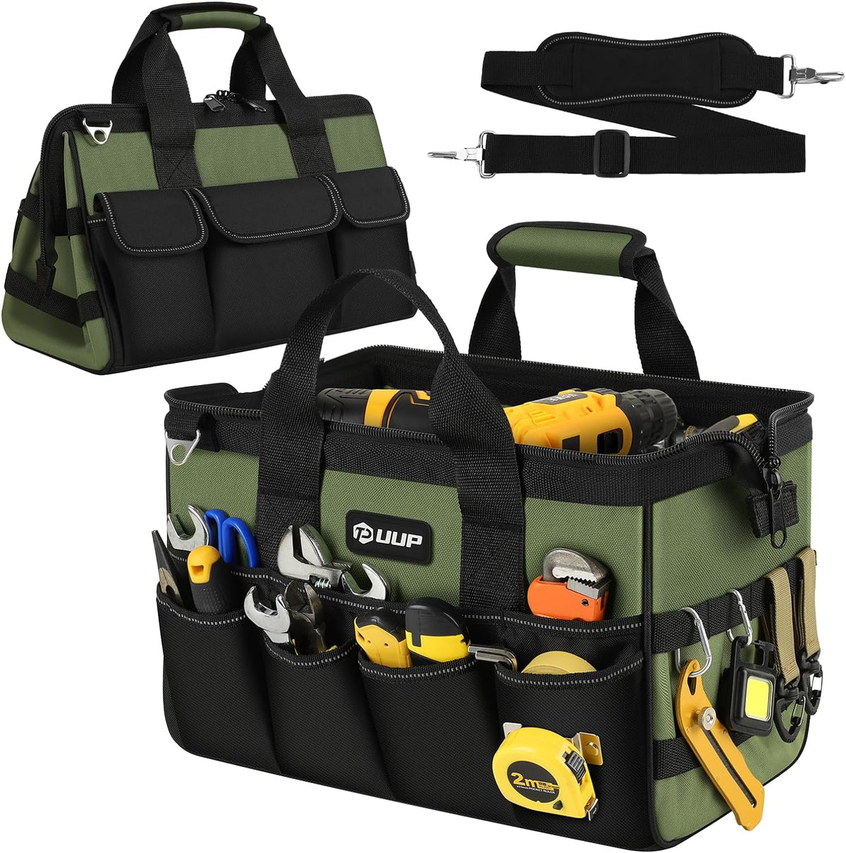 Belro Heavy Duty Open Tools Tote Bag showing durable fabric and multiple open compartments for tool storage.