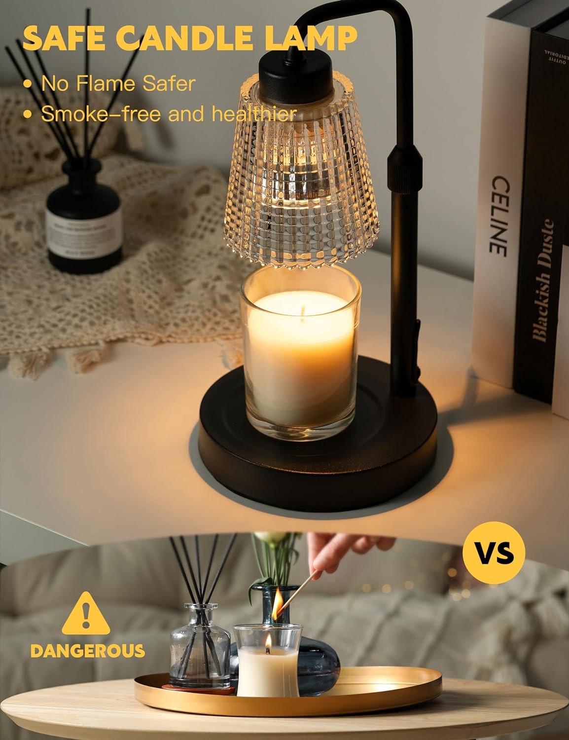 Belro dimmable candle lamp warmer for fragrances, with a sleek design perfect for creating a cozy ambiance in health and beauty spaces.