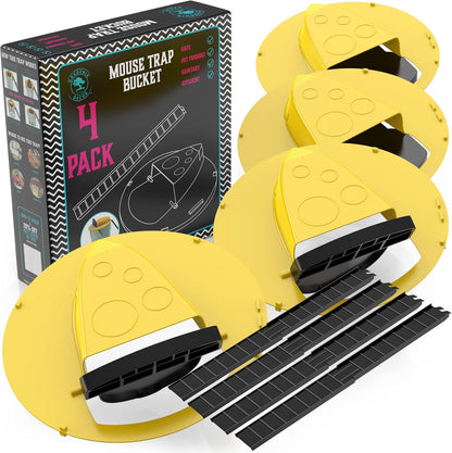 Belro 4-pack bucket lid mouse trap for outdoor pest control, with sturdy plastic design and bait compartment.