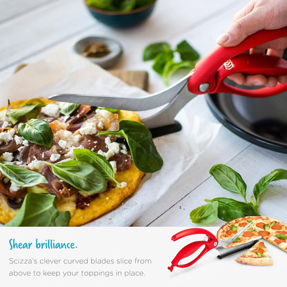 Belro non-stick pizza scissors with protective server, designed for kitchen and dining use, featuring durable stainless steel blades.