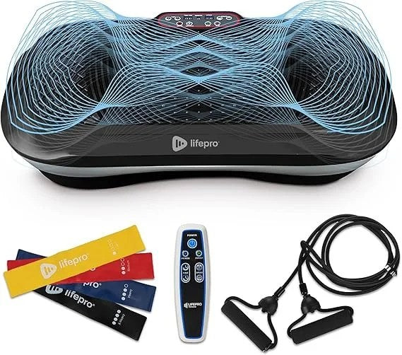Casavibeo Lifepro Waver vibration plate exercise machine with loop bands for muscle activation, lymphatic drainage, and full-body workouts.