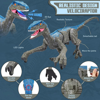 Belro remote control dinosaur toy with movable limbs and realistic features, perfect for kids' play and imaginative fun.