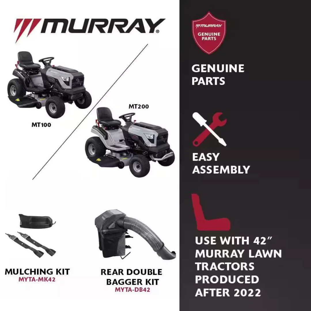 Casavibeo Murray MT100 42-inch lawn tractor with Briggs and Stratton E1350 13.5 HP 500cc engine and 6-speed transmission.