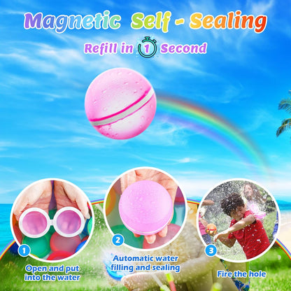 Belro reusable magnetic water balloons for arts and craft toys, showing colorful water balloons with magnetic features.