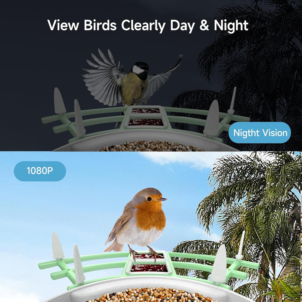 Belro Smart Bird Feeder Camera showing a compact electronic trail camera designed for bird watching and wildlife monitoring.