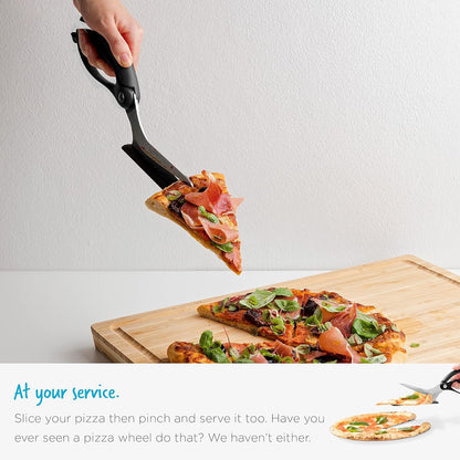 Belro non-stick pizza scissors with protective server for easy pizza cutting and serving in kitchen and dining settings.