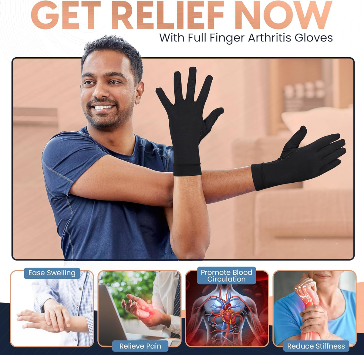Belro compression gloves, lightweight accessories with snug fit, designed to support hand muscles and improve circulation.