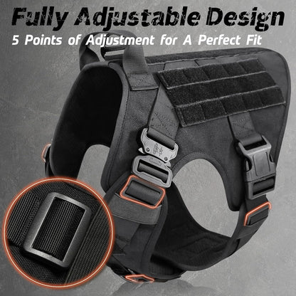 Belro tactical no-pull dog harness with adjustable straps and sturdy buckles for secure, comfortable pet control.