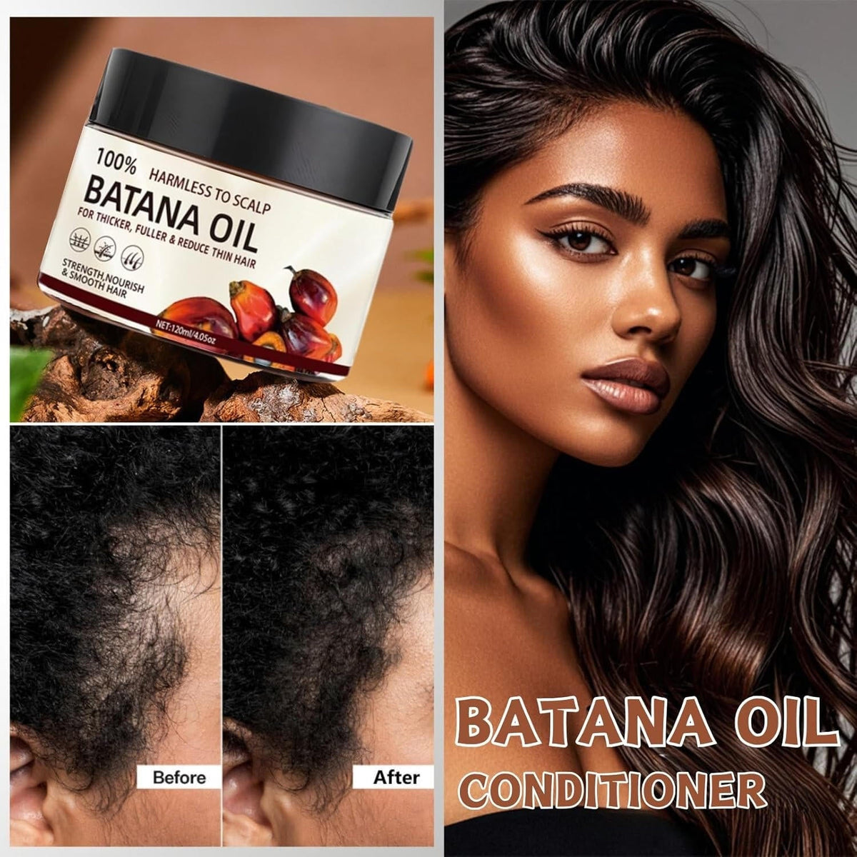Belro Natural Hair Growth Oil Serum set with dropper bottles, promoting healthy hair and scalp care in a beauty hair care collection.