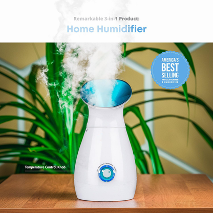 Belro Nano Ionic Facial Steamer Machine for skin care, showing a sleek white device with water tank and steam outlet.