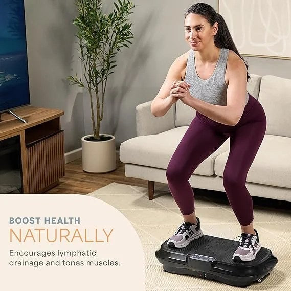Casavibeo Lifepro Waver vibration plate exercise machine with loop bands for lymphatic drainage, muscle activation, and full-body workouts.