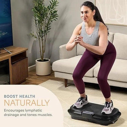 Casavibeo Lifepro Waver vibration plate exercise machine with loop bands for lymphatic drainage, muscle activation, and full-body workouts.