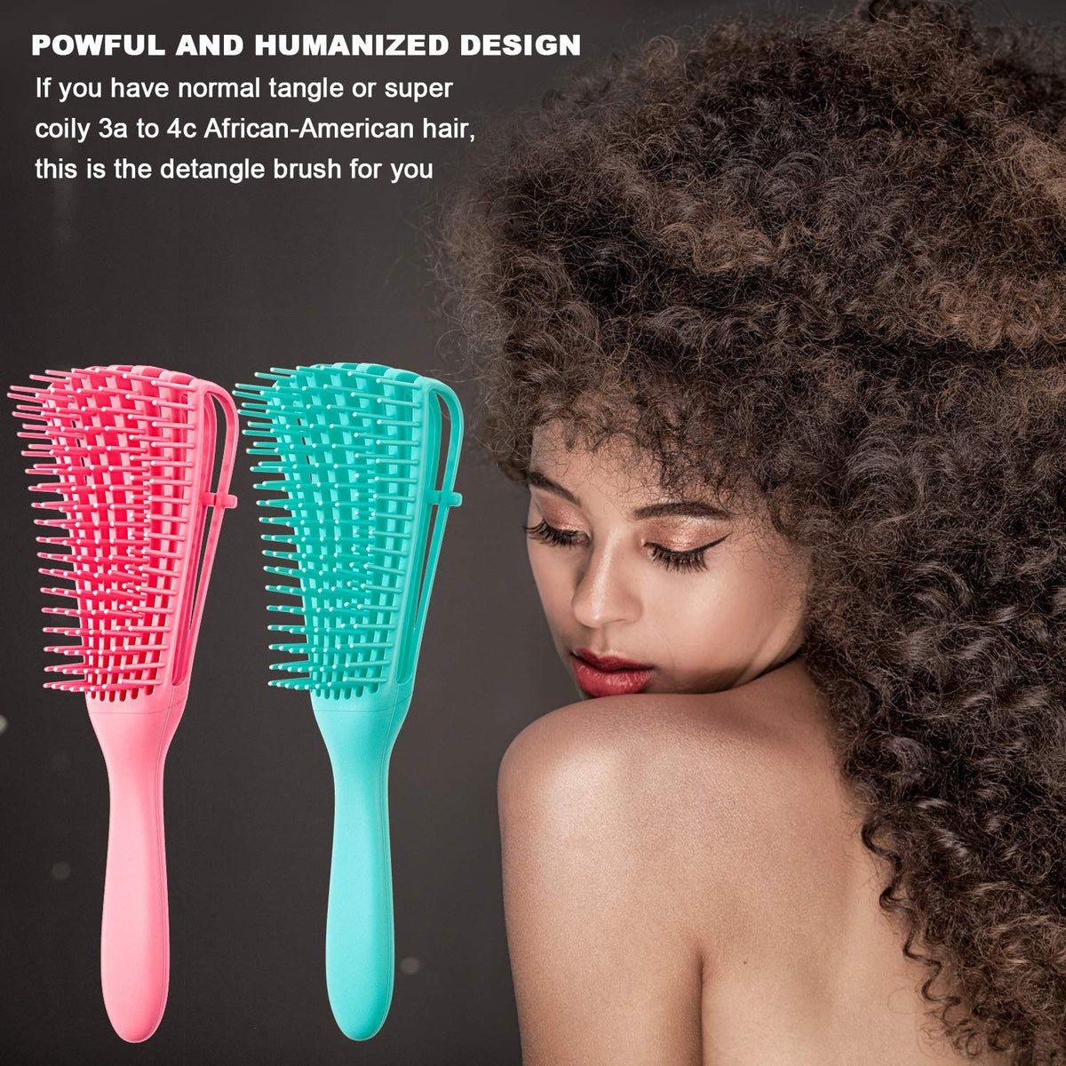 Belro 2-piece detangling brush set for African textured hair, suitable for 3a to 4c hair types, in natural hair care style