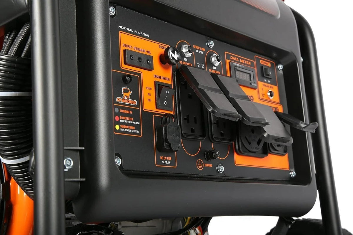Casavibeo WEN 8750-Watt RV and transfer switch-ready dual power generator with 120V/240V outlets for portable use.