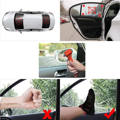 Belro Car Safety Hammer set of 2 emergency escape tools with glass breaker and seat belt cutter for auto safety and rescue.