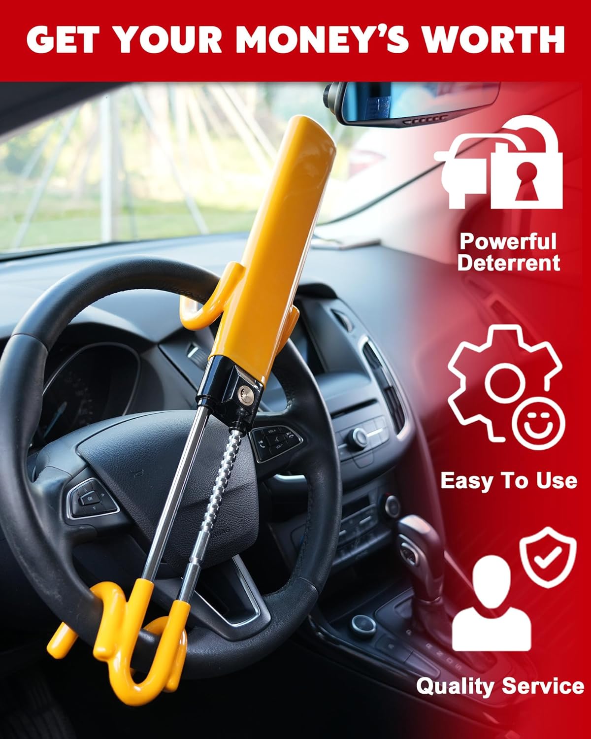 Belro Car Steering Wheel Lock T-shirt featuring a graphic design, casual clothing with a bold automotive theme.