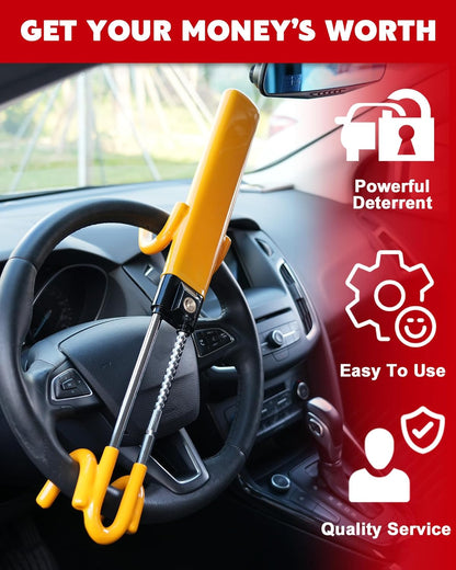 Belro Car Steering Wheel Lock T-shirt featuring a graphic design, casual clothing with a bold automotive theme.