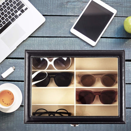 Belro sunglass organizer storage with multiple compartments for sunglasses and eyewear, made of durable material for neat display