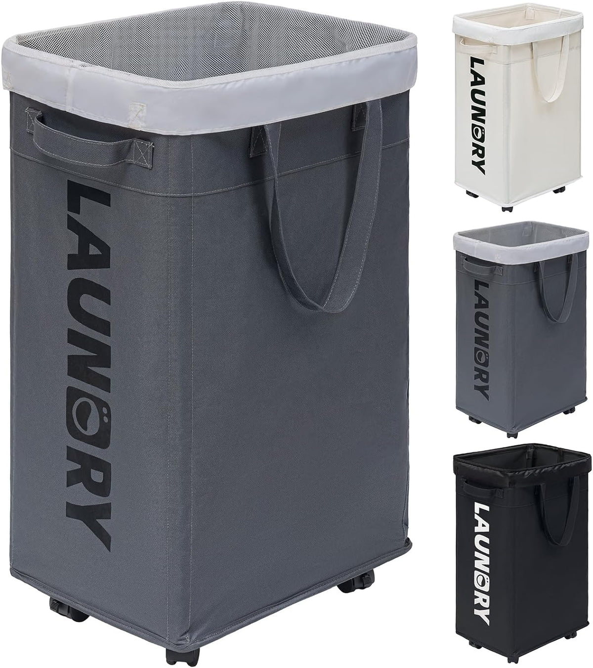 Belro 75L collapsible laundry basket with wheels, large storage bin for clothes, easy to transport and organize laundry.