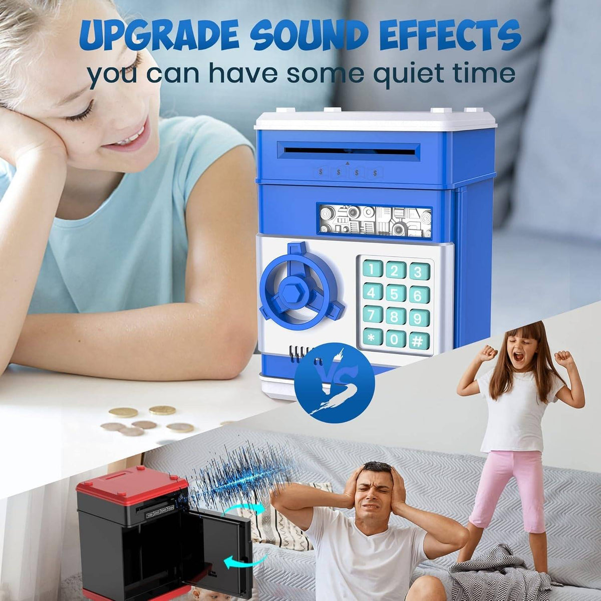 Belro piggy bank for kids, colorful plastic toy savings bank with coin slot and playful design, ideal for young children.
