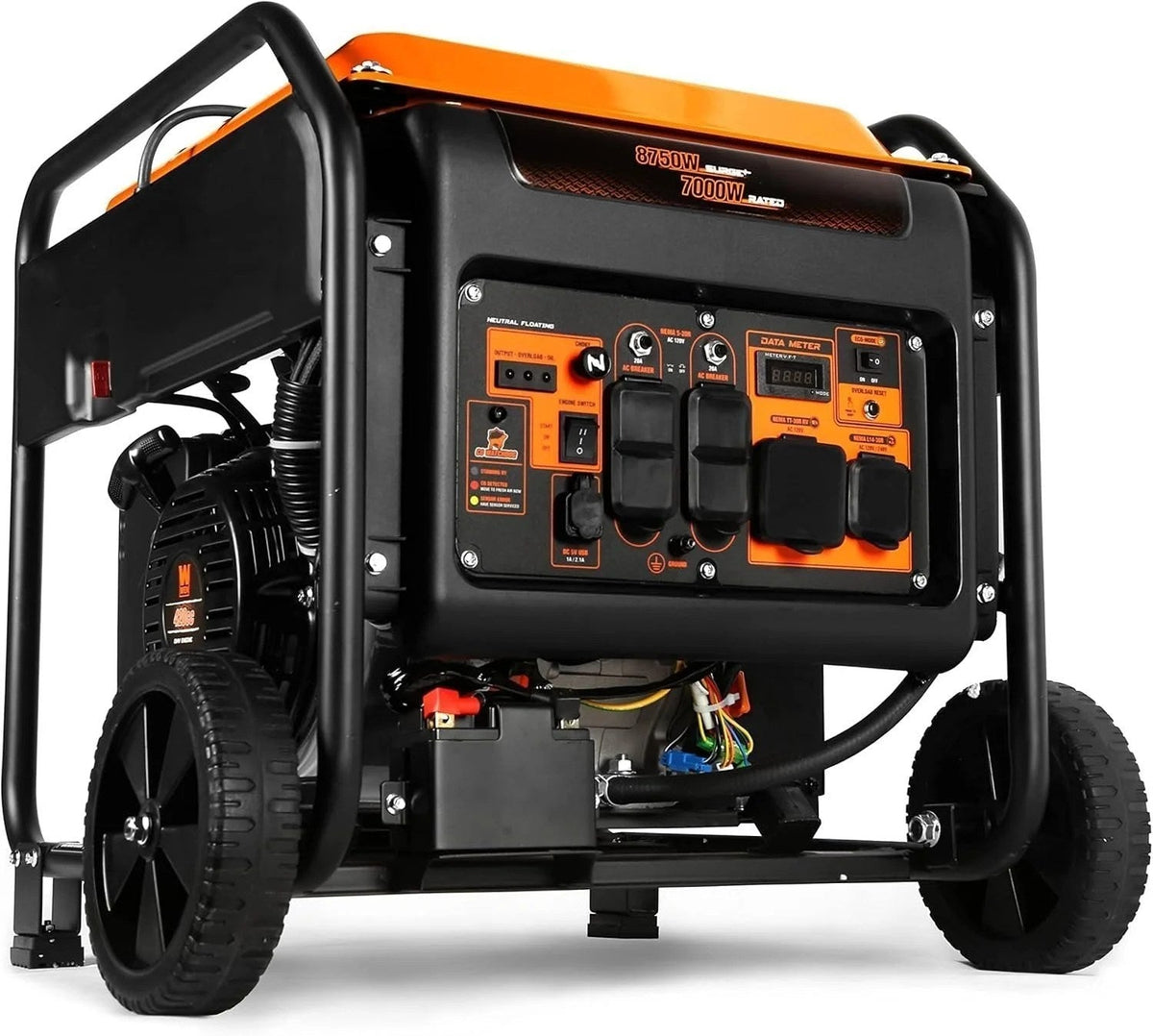Casavibeo WEN DF875iX 8750-watt dual generator with RV and transfer switch-ready 120V/240V power output, shown in image.