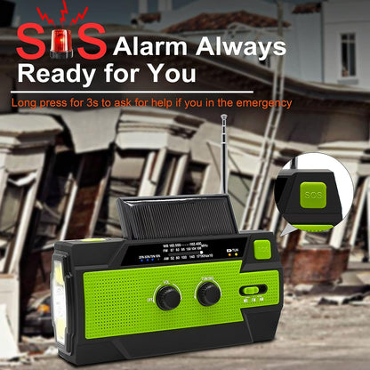 Belro emergency crank weather radio with compact design, digital display, and built-in flashlight for reliable weather updates and power outages.