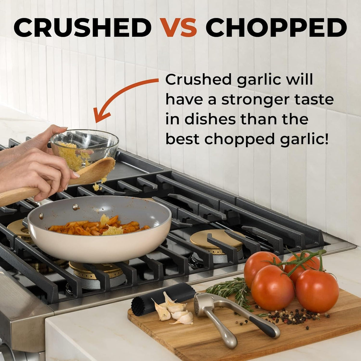 Belro premium garlic press mincer with stainless steel design, showcasing its sturdy handle and efficient garlic crushing mechanism.