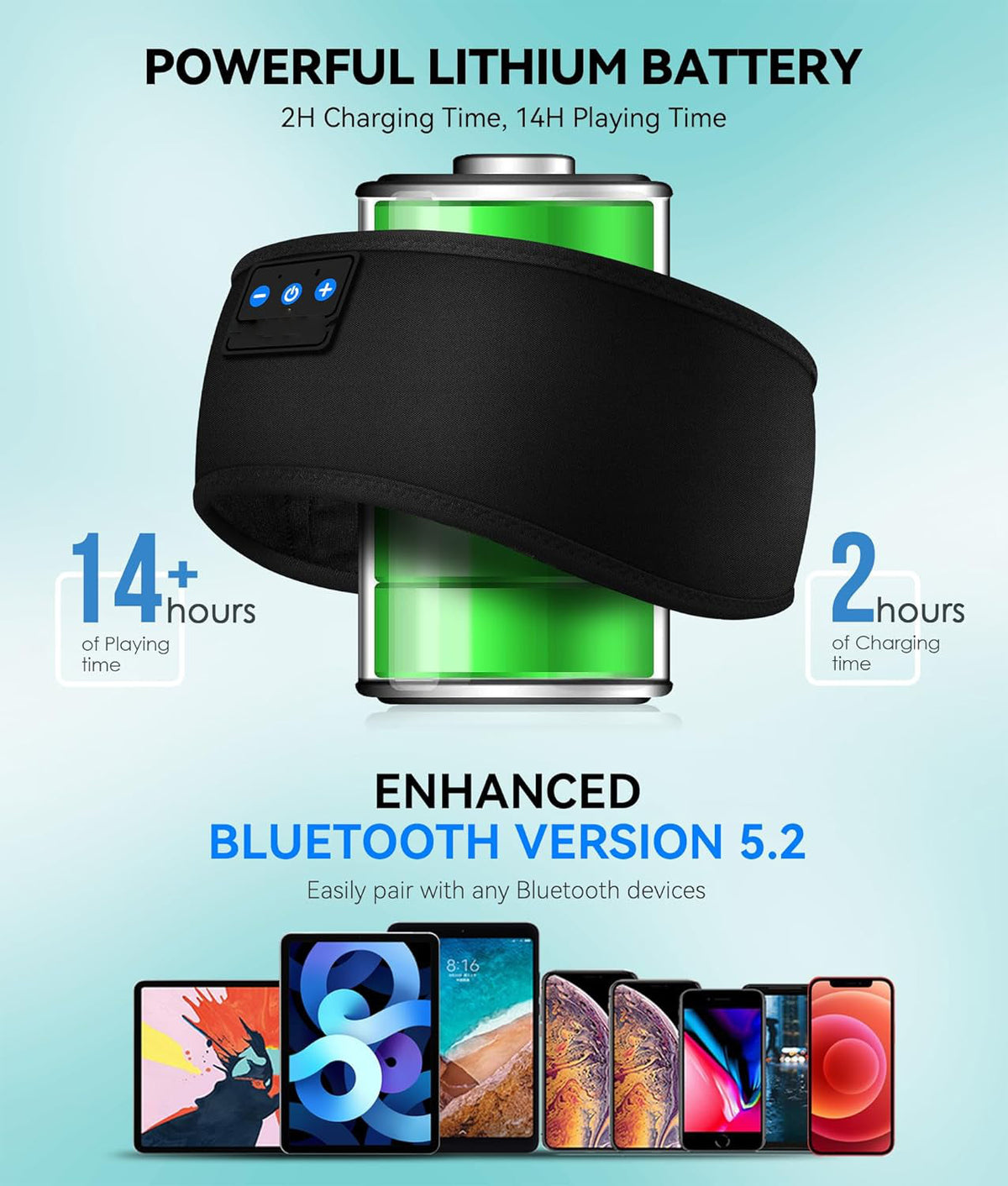 Belro sleep headphone headband with built-in audio speakers, soft fabric, ideal for relaxing or sleeping with music.