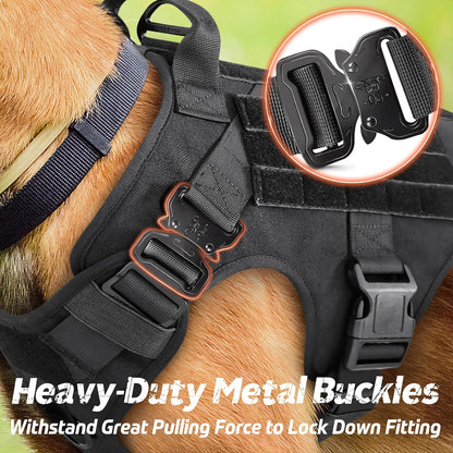 Belro tactical no pull dog harness with adjustable straps and sturdy buckles, designed for comfortable control during walks.