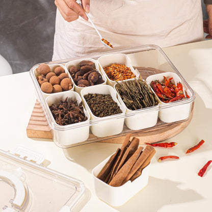 Belro 8-compartment divided serving tray with handles for food and grocery organization, featuring multiple sections for easy serving.
