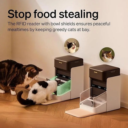 Casavibeo PETLIBRO RFID automatic cat feeder with collar tag, Wi-Fi, personalized meals, and cat recognition for multi-pet diets